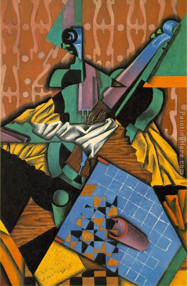Violin and Checkerboard painting - Juan Gris Violin and Checkerboard art painting
